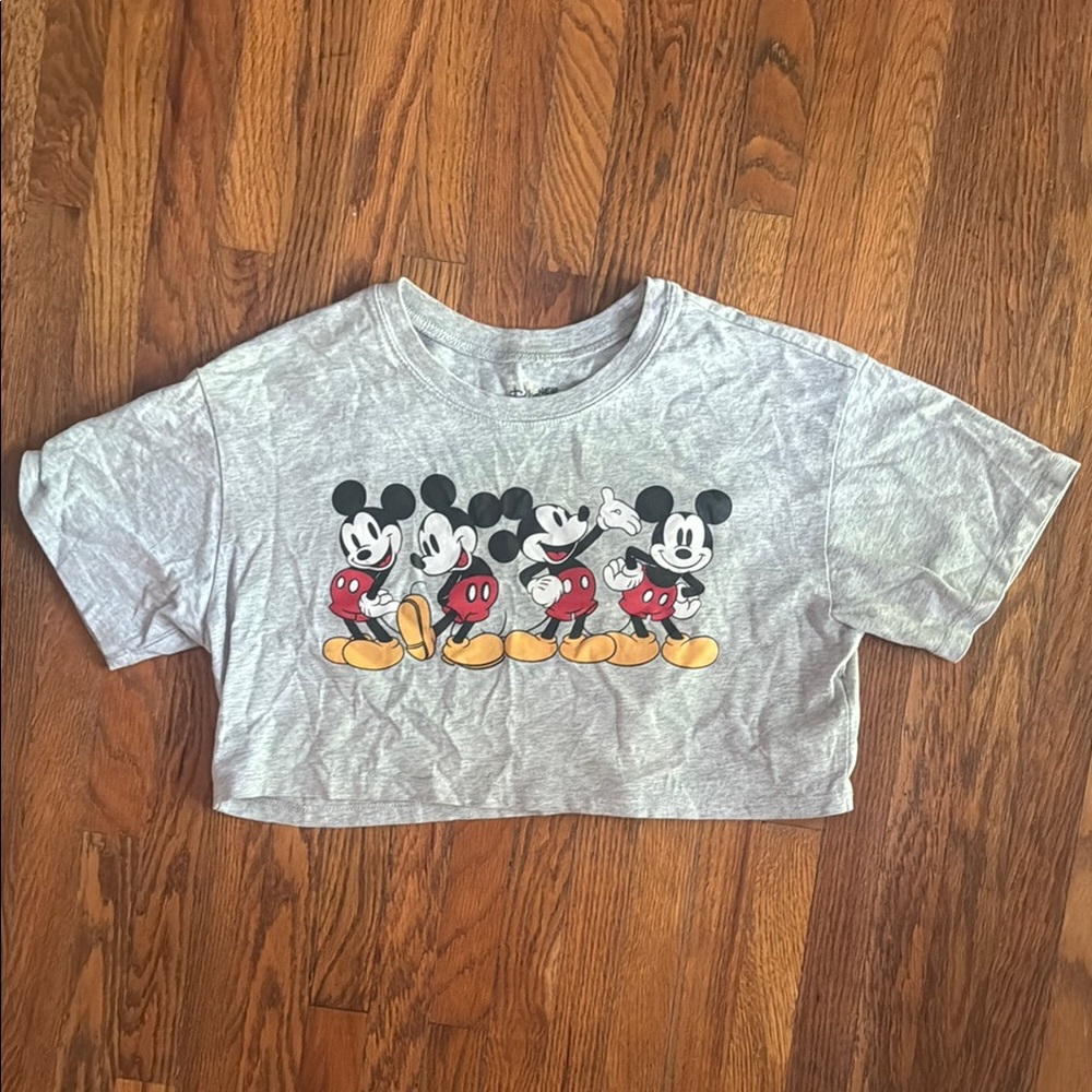 Gray Mickey Mouse Crop T